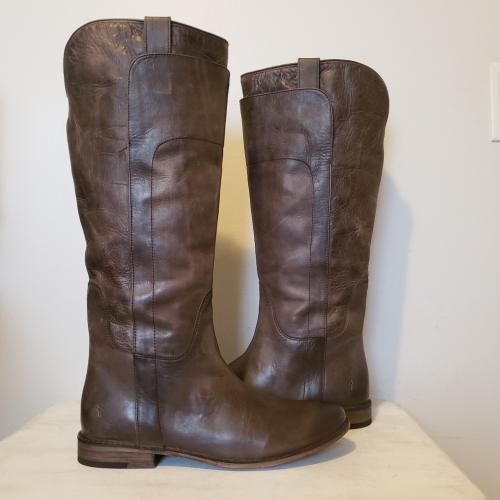 Frye 8 slate paige tall leather boots riding